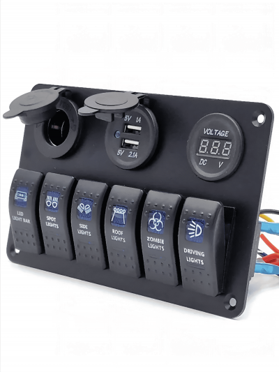 Панель переключателей для лодок, Marine Matrix, 6 кнопок и USB с LED-подсветкой, IP65-1